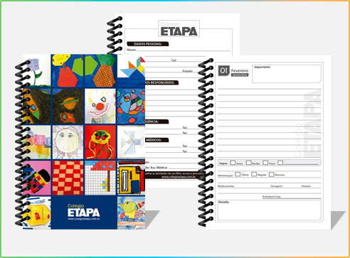 Agenda personalizada do Colégio ETAPA com páginas internas